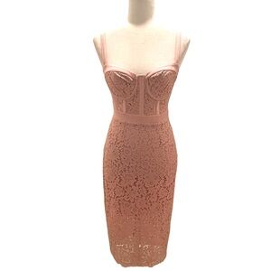 Express Clothing Women's  Pink Piped Lace Midi Dress Size 0